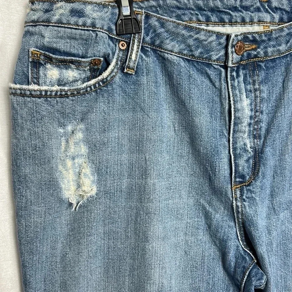 7 for all mankind woman sz 22 blue distressed cropped,floral embroidery,fray hem - Picture 12 of 15